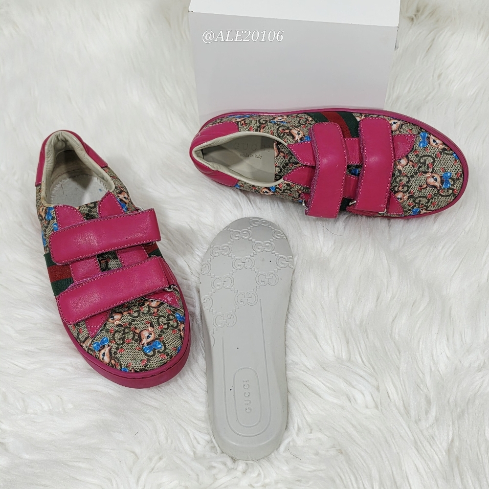 Gucci Bambi GG Canvas Kids Sneakers Pink EU 31 US 13C Rare - Picture 5 of 13